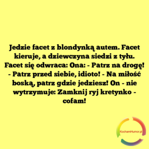 Jedzie facet z blondynką autem